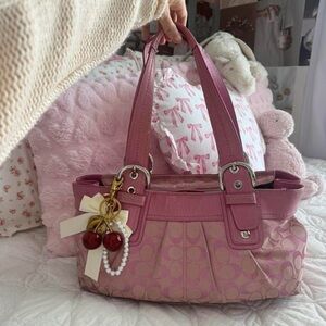 Y2K Barbie Pink Coach Soho Signature C Tote Bag/Purse